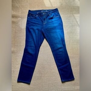 Old Navy Mid-Rise Power Slim Straight - Size 14, dark wash